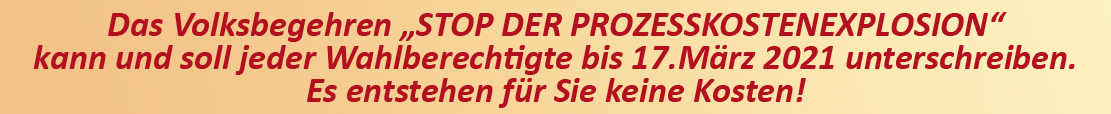 STOP DER PROZESSKOSTENEXPLOSION